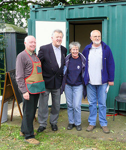 Allotments chair Alan Billany; Doug Orchard; Jackie Dungate, Allotments Officer LBRuT; Nigel Cooper, Thames Community Foundation. Photograph by Yvonne Hewett